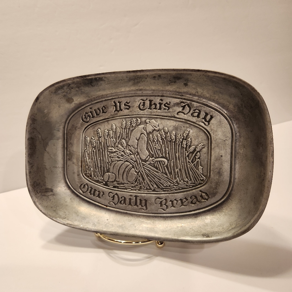 Give us our daily bread pewter plate by DURATALE BY LEONARD